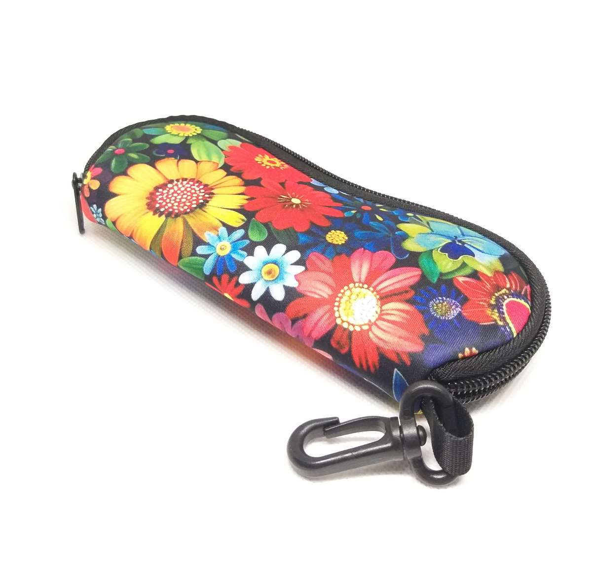 Womans sunglasses  in flowery neoprene zip bag