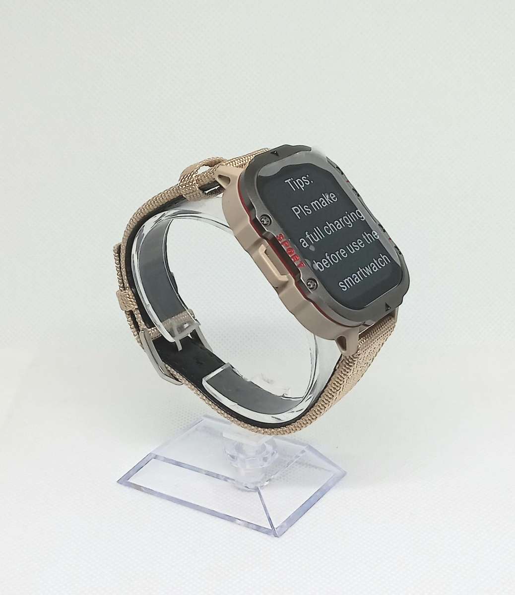 Unique Khaki smart watch with canvas strap