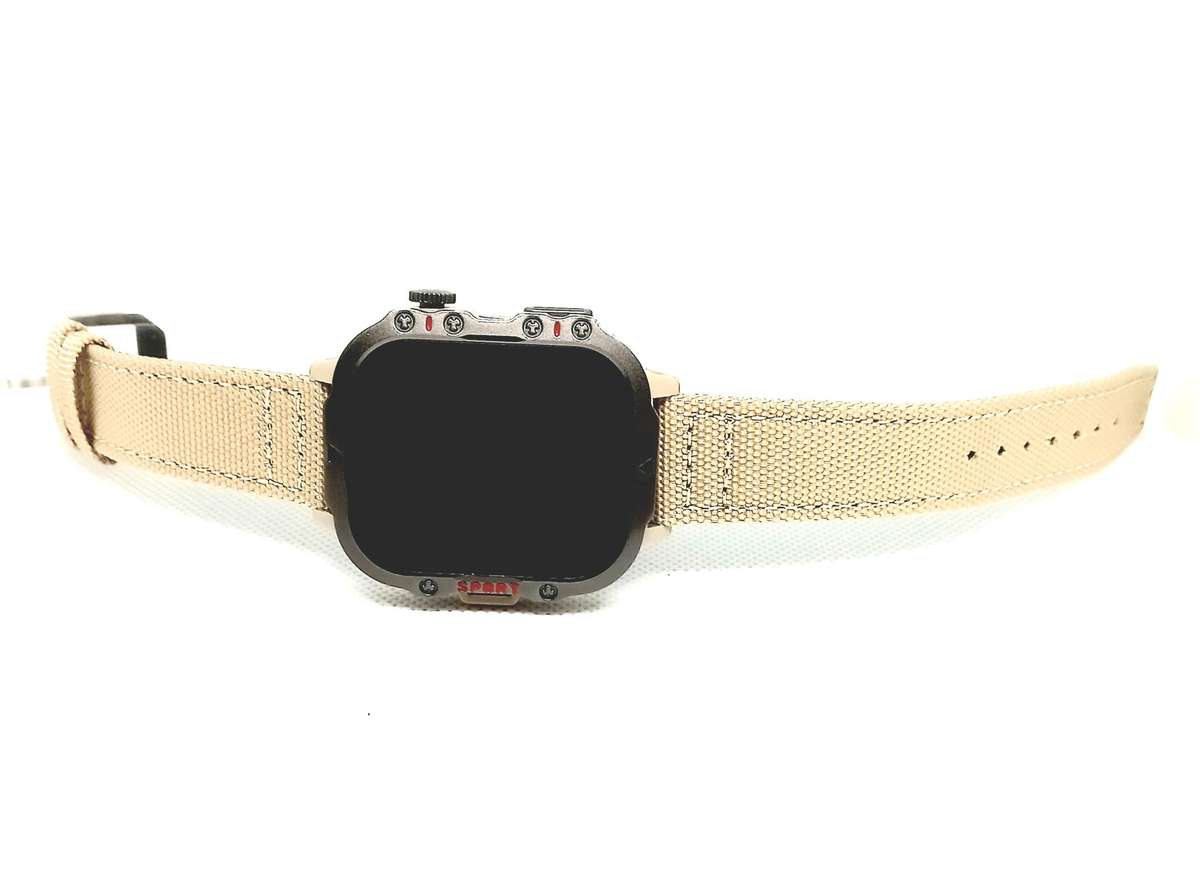 Unique Khaki smart watch with canvas strap
