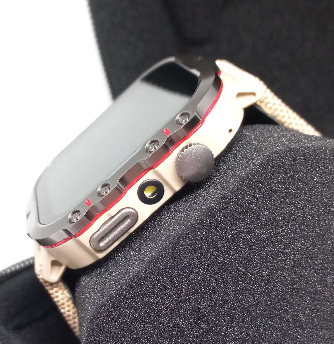 Unique Khaki smart watch with canvas strap