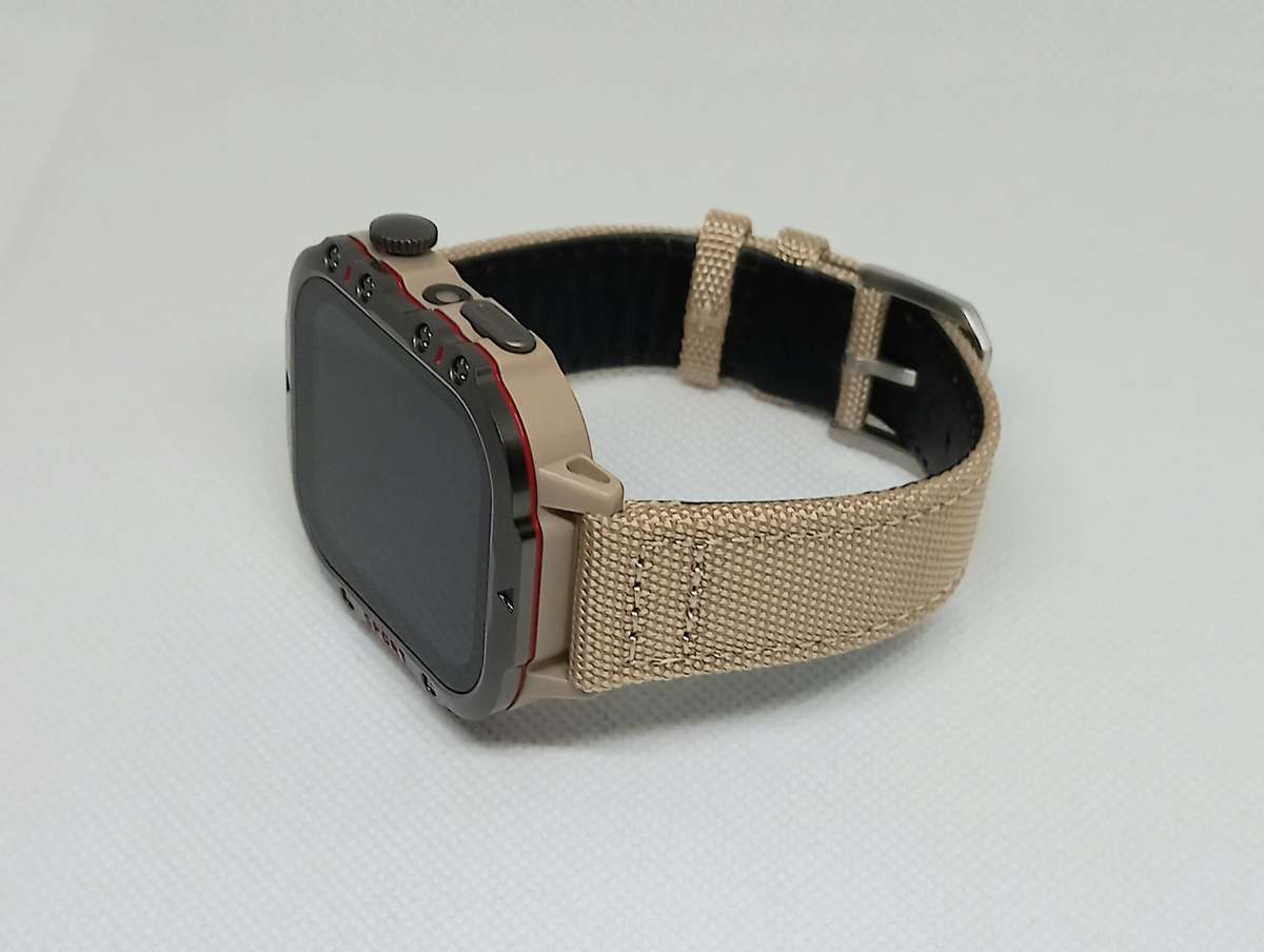 Unique Khaki smart watch with canvas strap