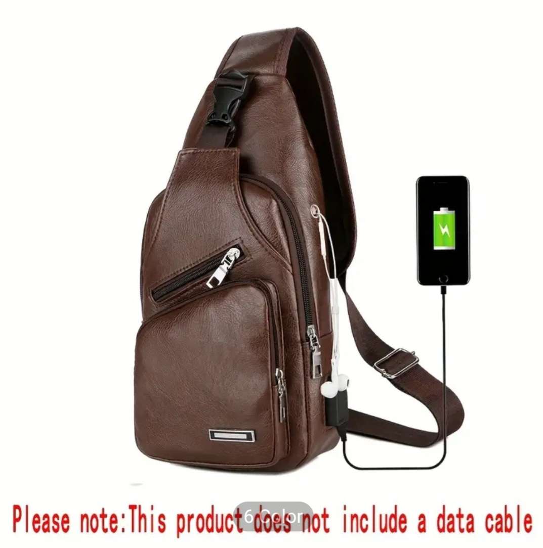 Brown Synthetic Leather waterproof sling bag