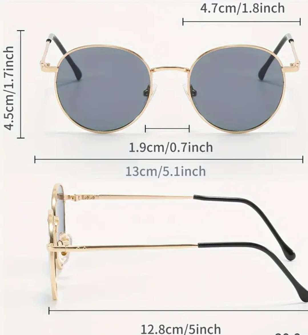 Round metal fashion sunglasses in PU soft leather case