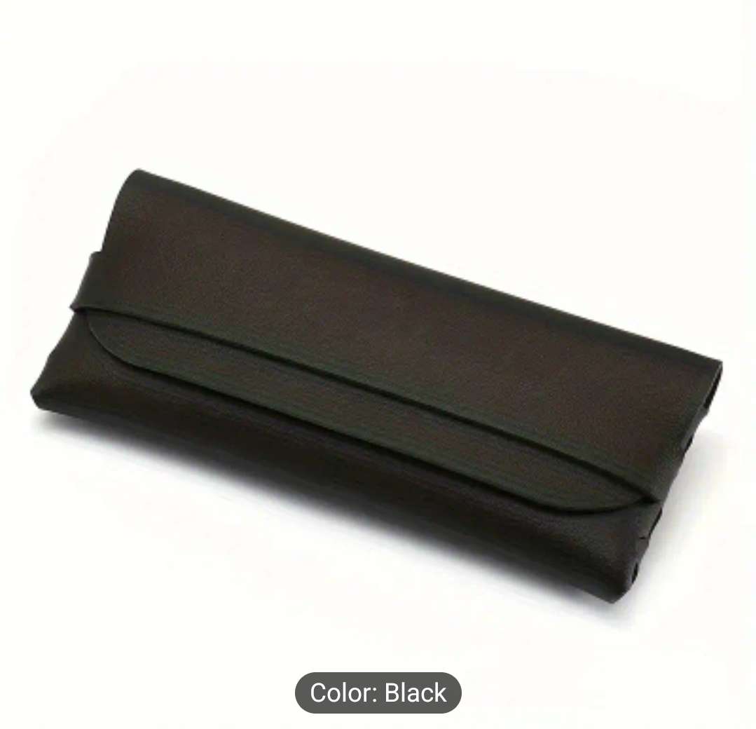 Round metal fashion sunglasses in PU soft leather case