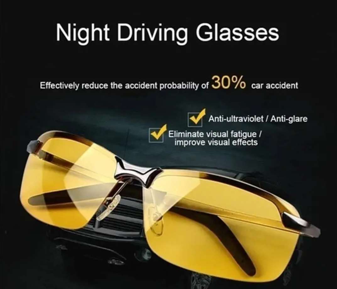 Yellow night vision drivers glases