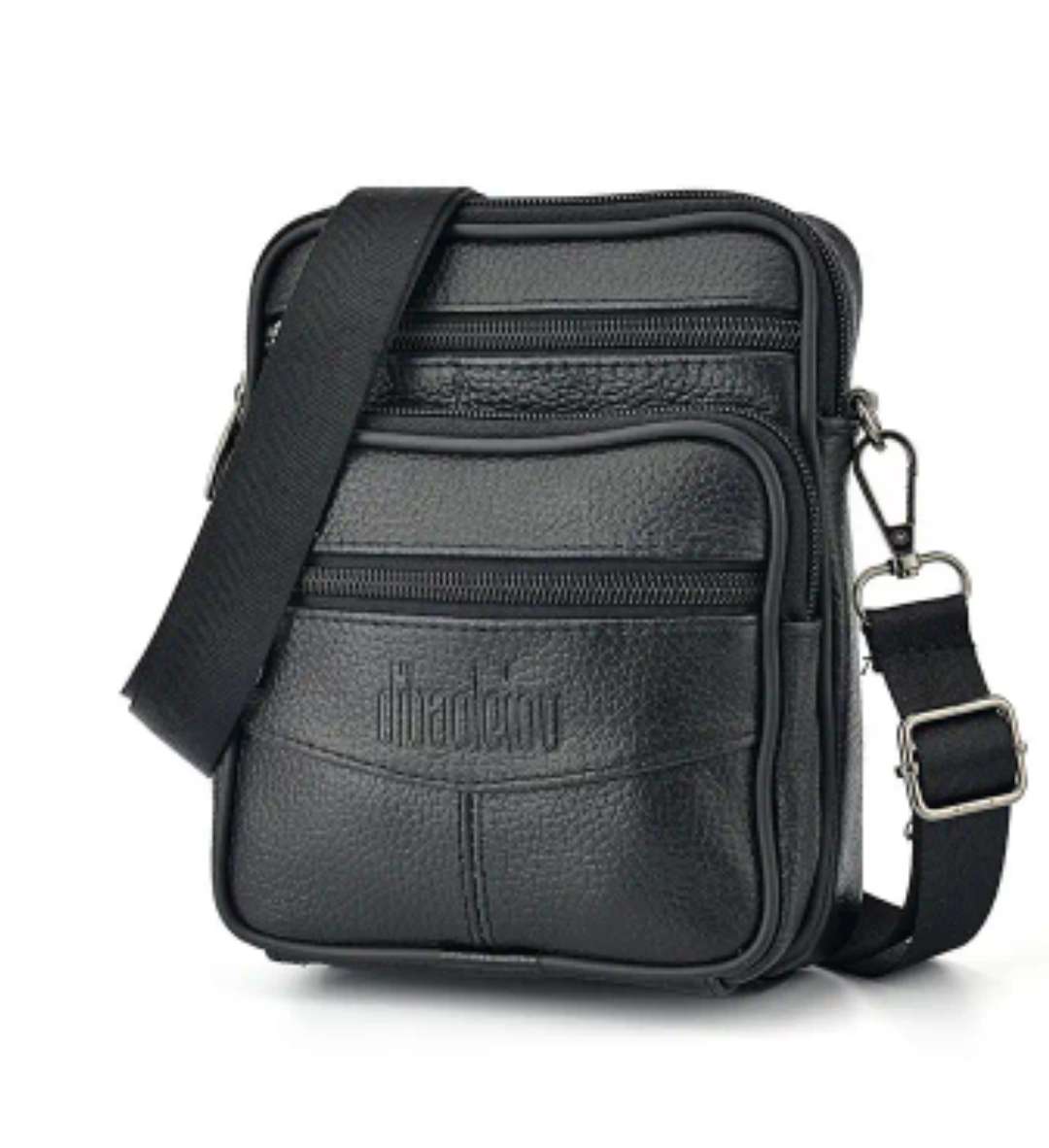 Genuine Leather cross body or shoulder bag - black