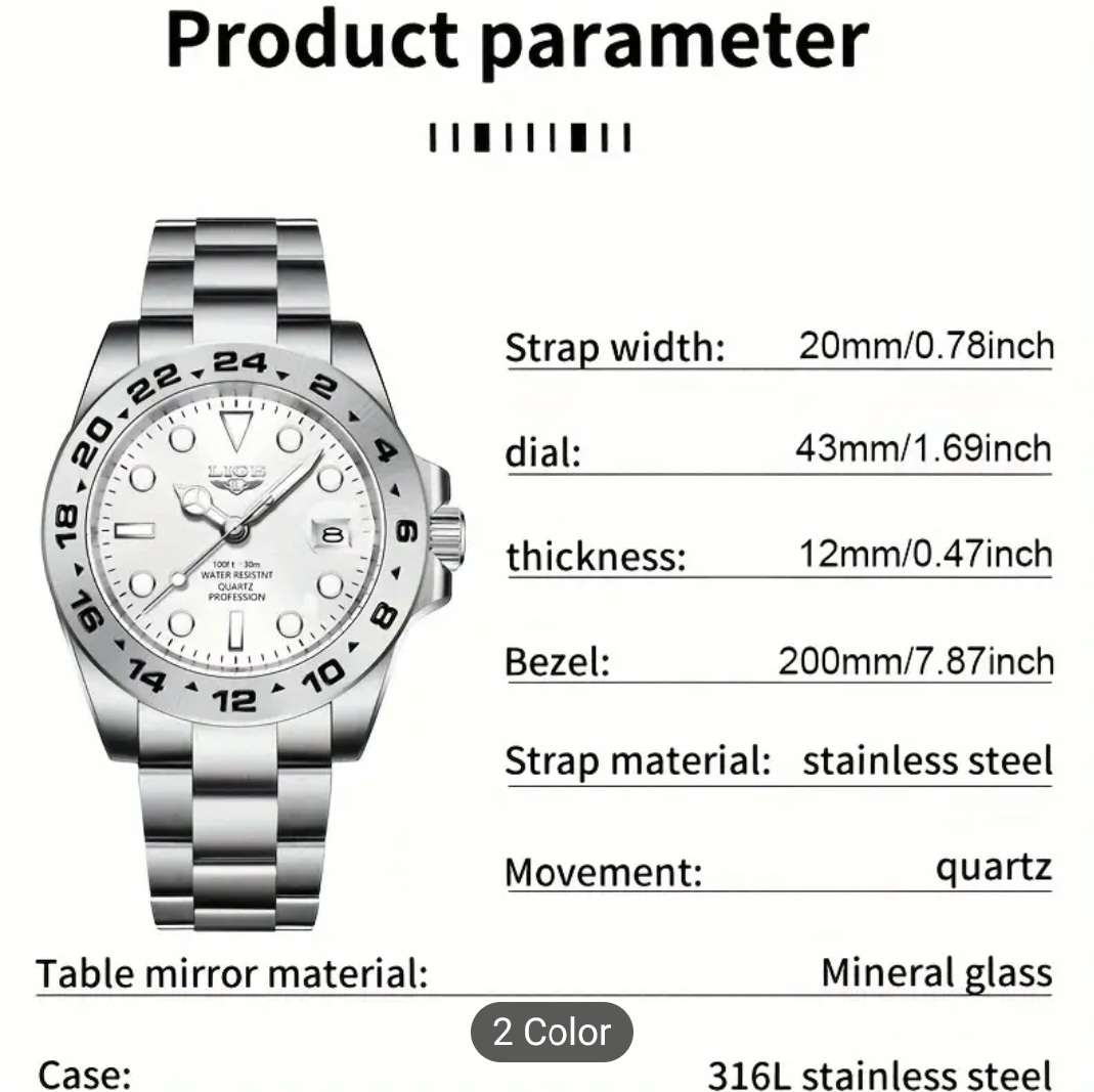 Lige branded waterproof mens watch