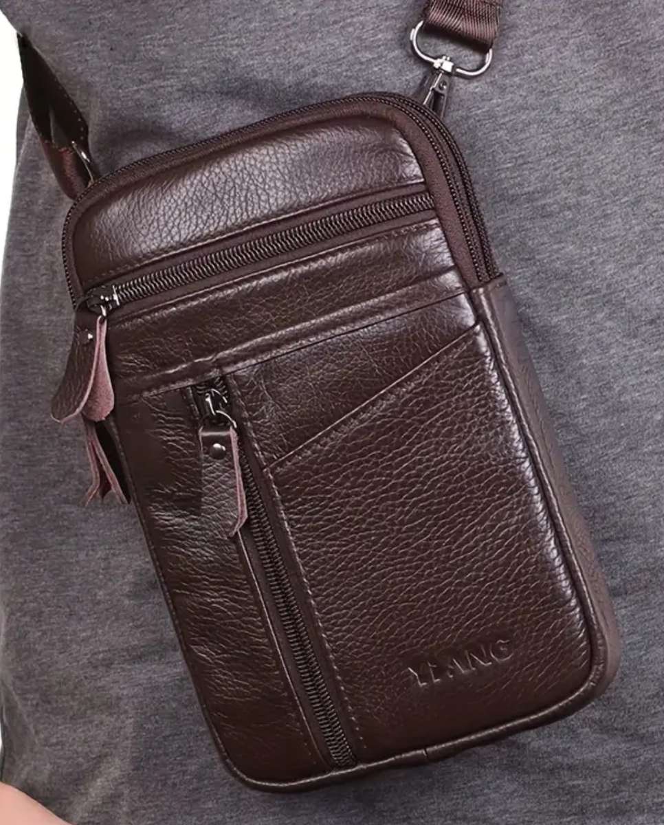 Cow hide split leather waist or sling bag