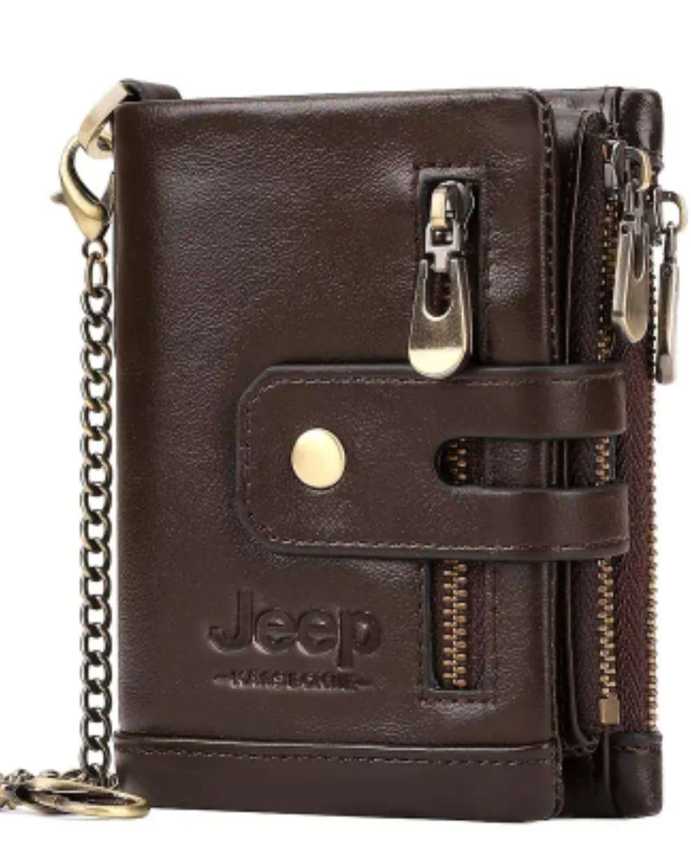 JEEP Genuine cow hide leather RFID mens wallet