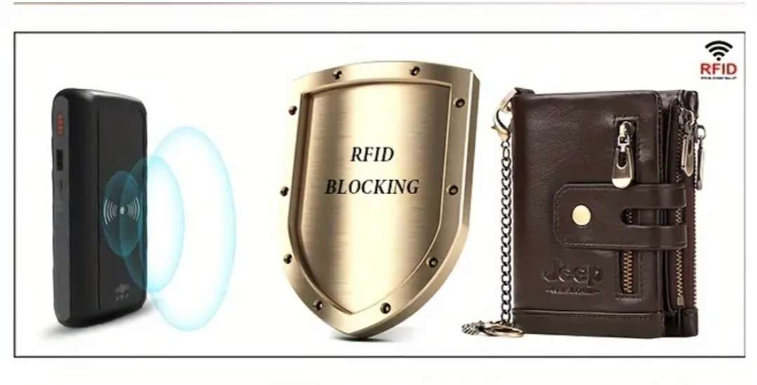JEEP Genuine cow hide leather RFID mens wallet