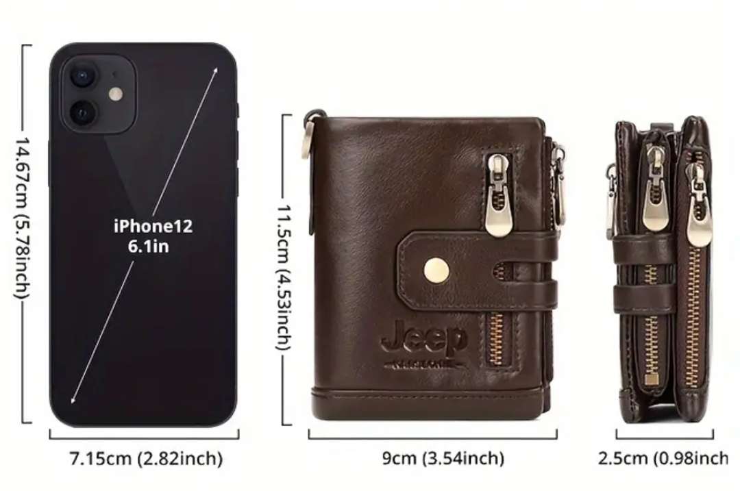 JEEP Genuine cow hide leather RFID mens wallet