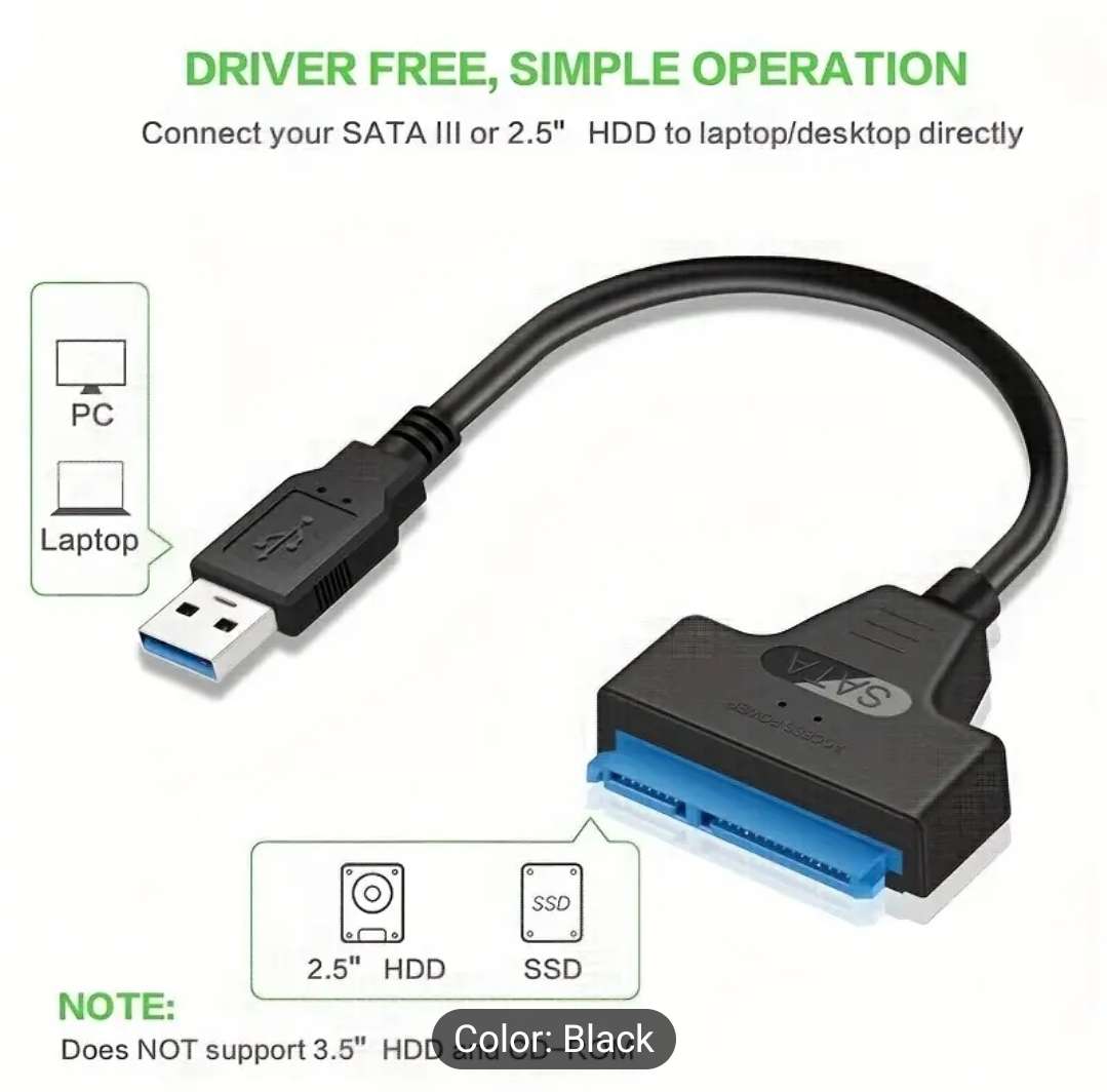 High speed Sata to USB 3 plug and play cable