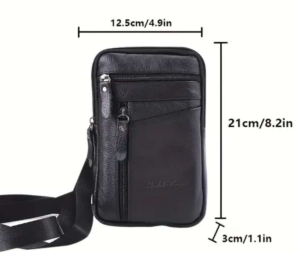Genuine Leather cross body or shoulder bag - black