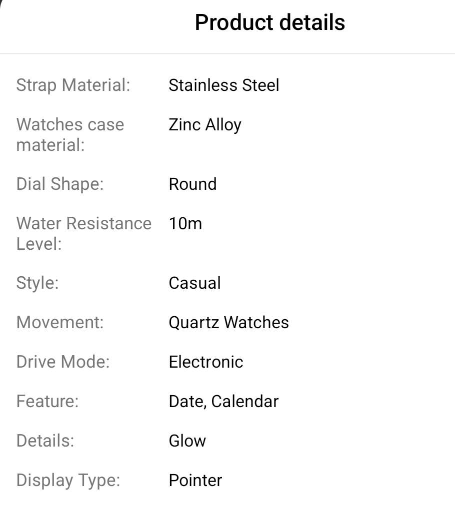 High end stainless steel Quartz water resistant watch