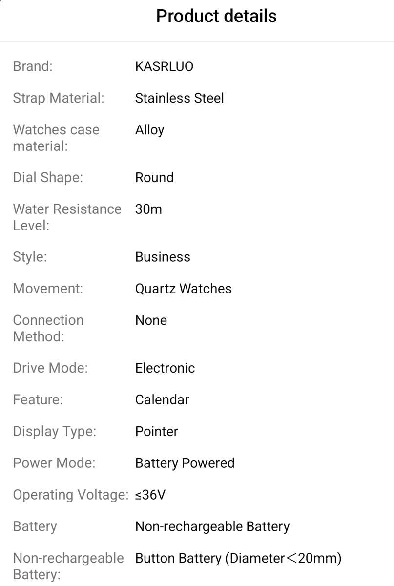 Kasrluo mens buiseness watch with stainless steel strap