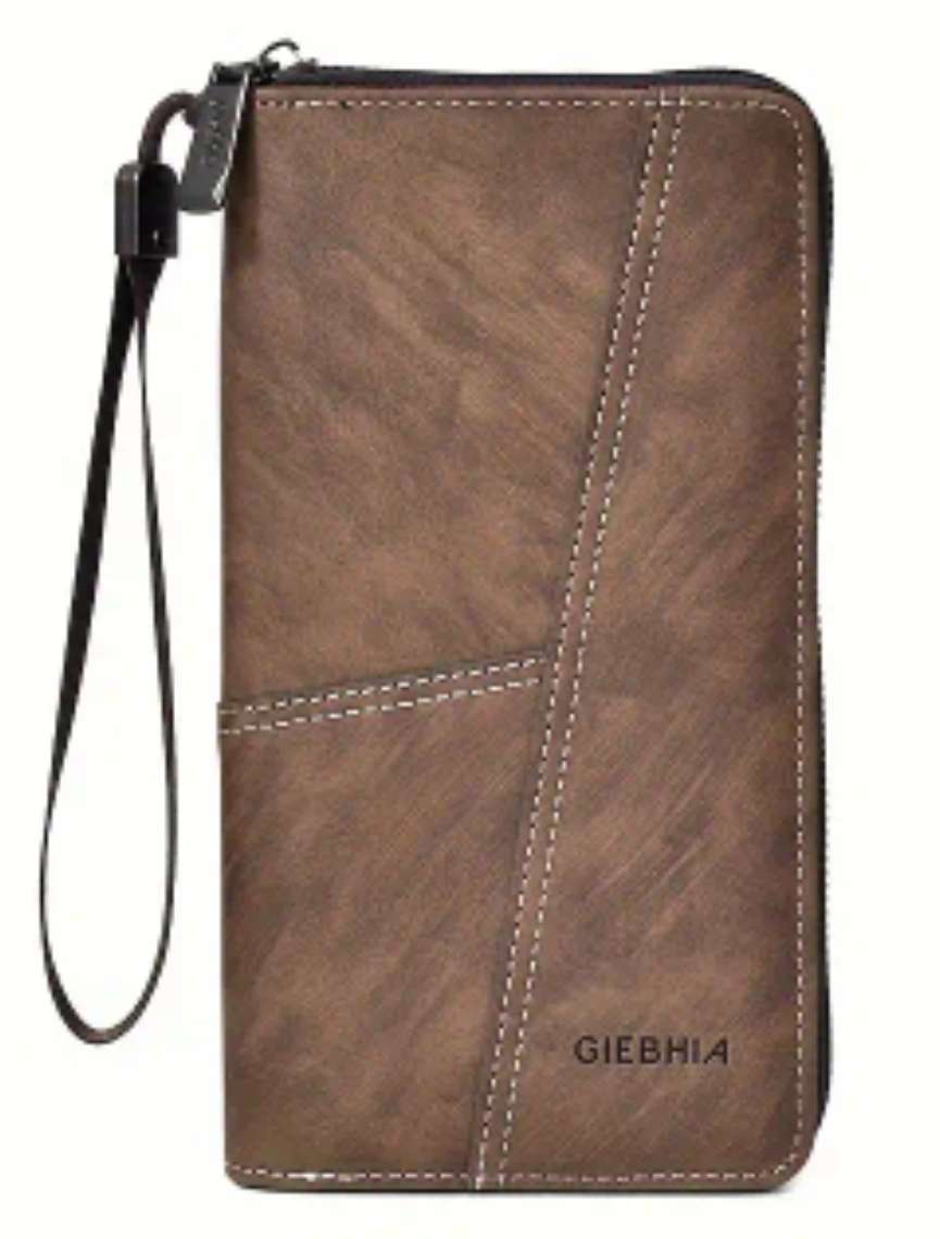 PU leather full zipper closure unisex wallet