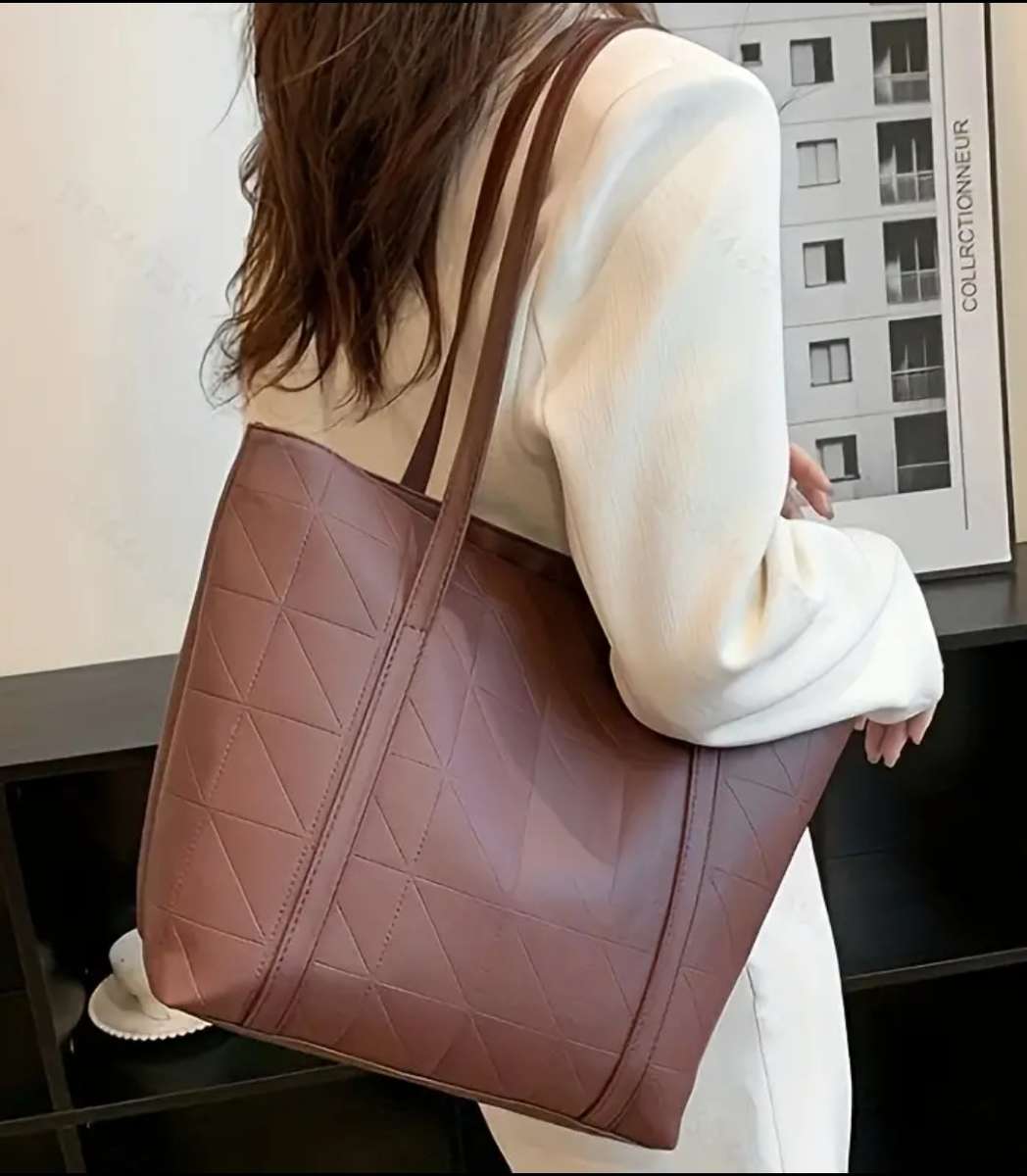 PU Leather tote bag - brown