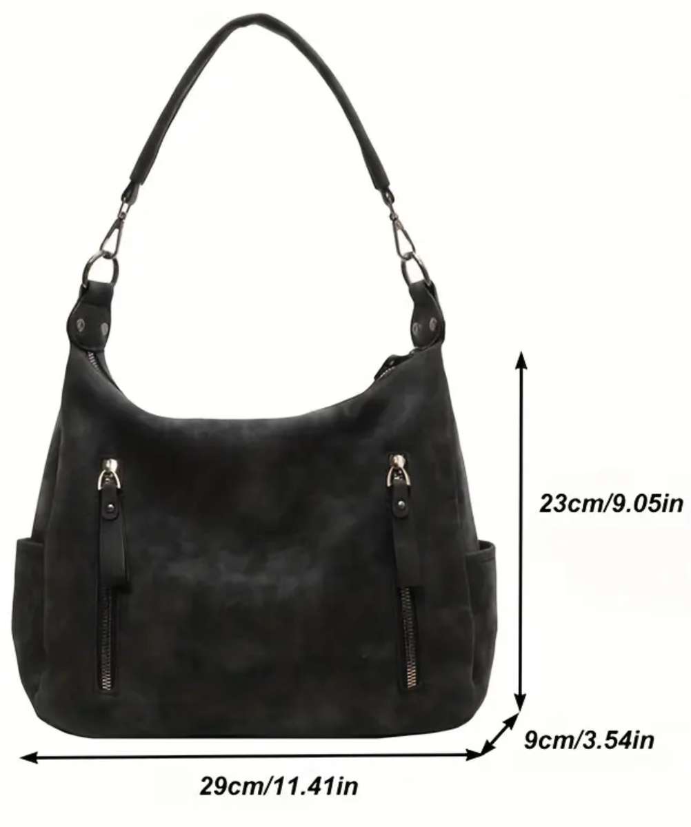 Khaki soft PU leather shoulder sling handbag