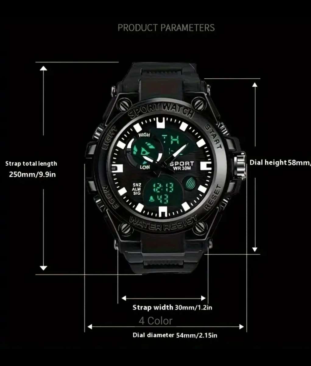 Men's dual display sport watch