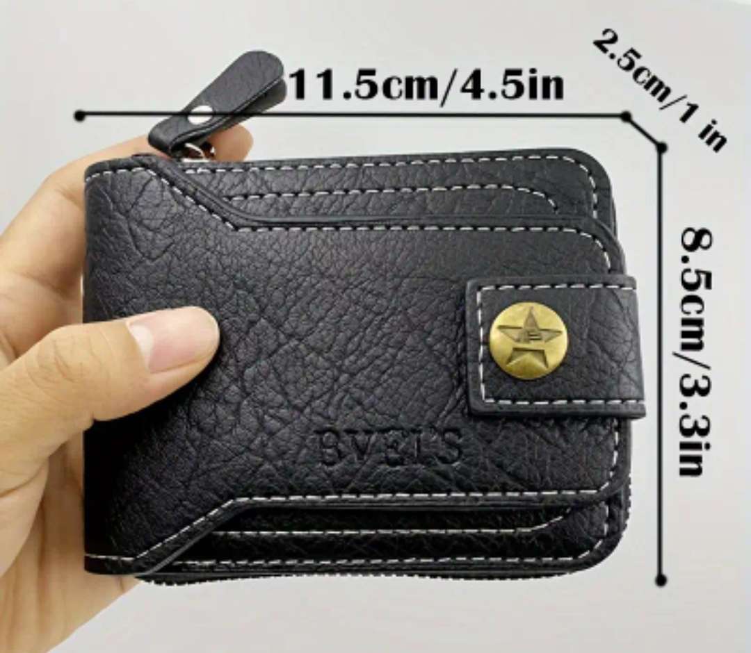 Black PU leather wallet for men - black