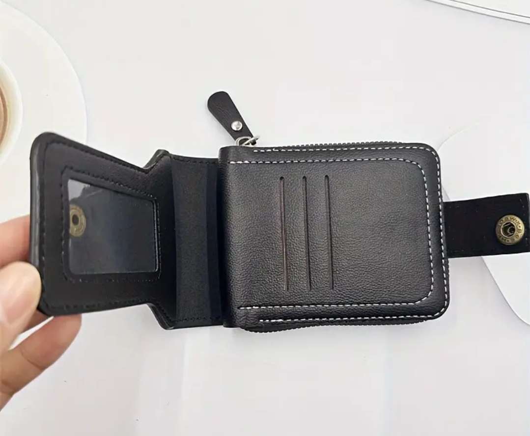 Black PU leather wallet for men - black