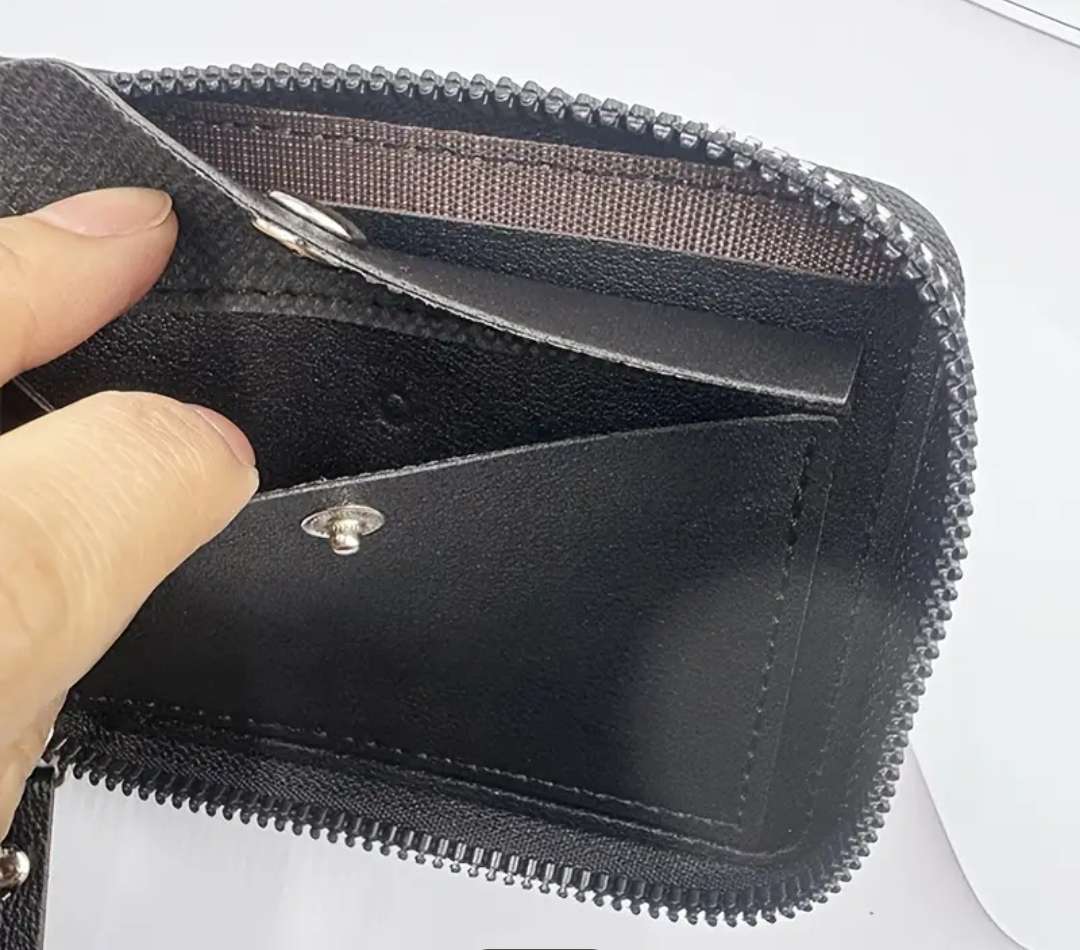 Black PU leather wallet for men - black