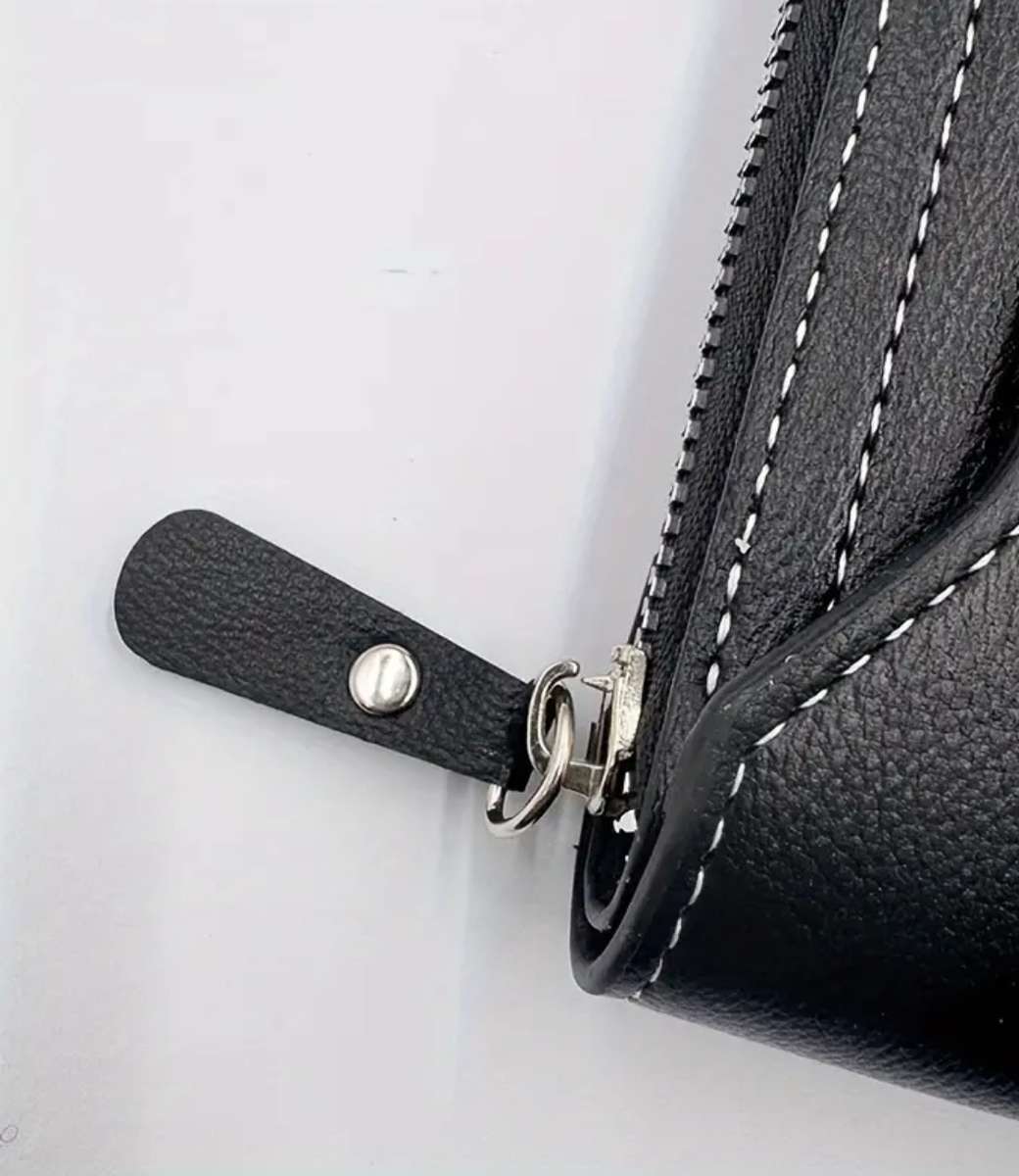 Black PU leather wallet for men - black