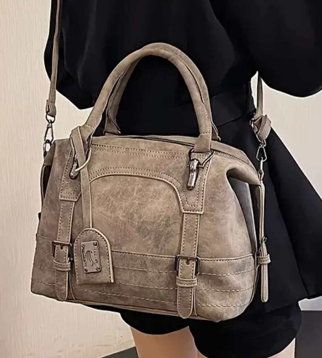 Large shoulder bag - khaki