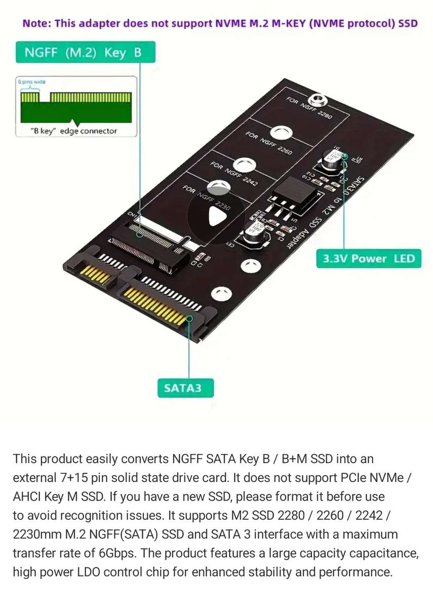 SATA3 NGFF M.2 Solid State Drive interface card