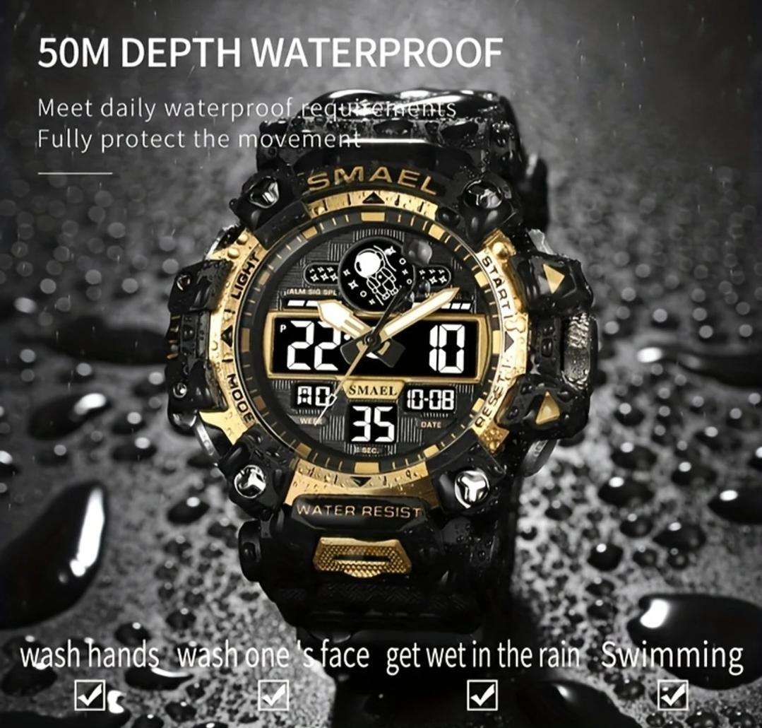 Smael duel display waterproof sport watch