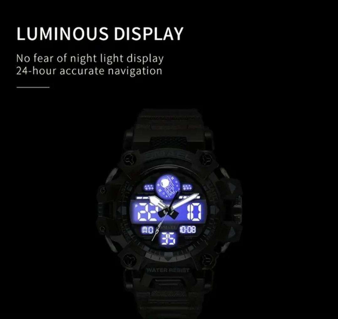 Smael duel display waterproof sport watch