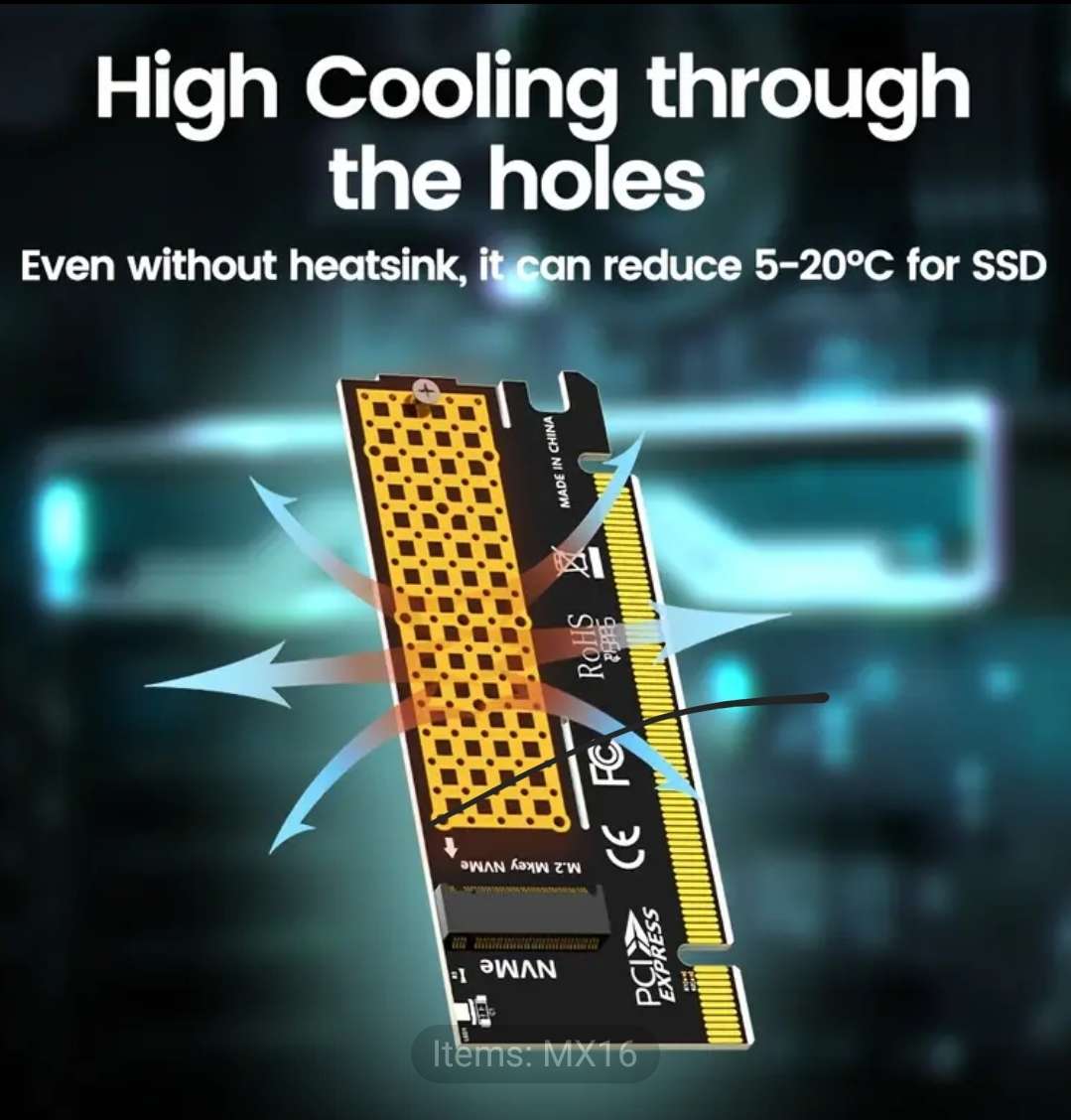 NVME to PCIe4 x16 adapter card