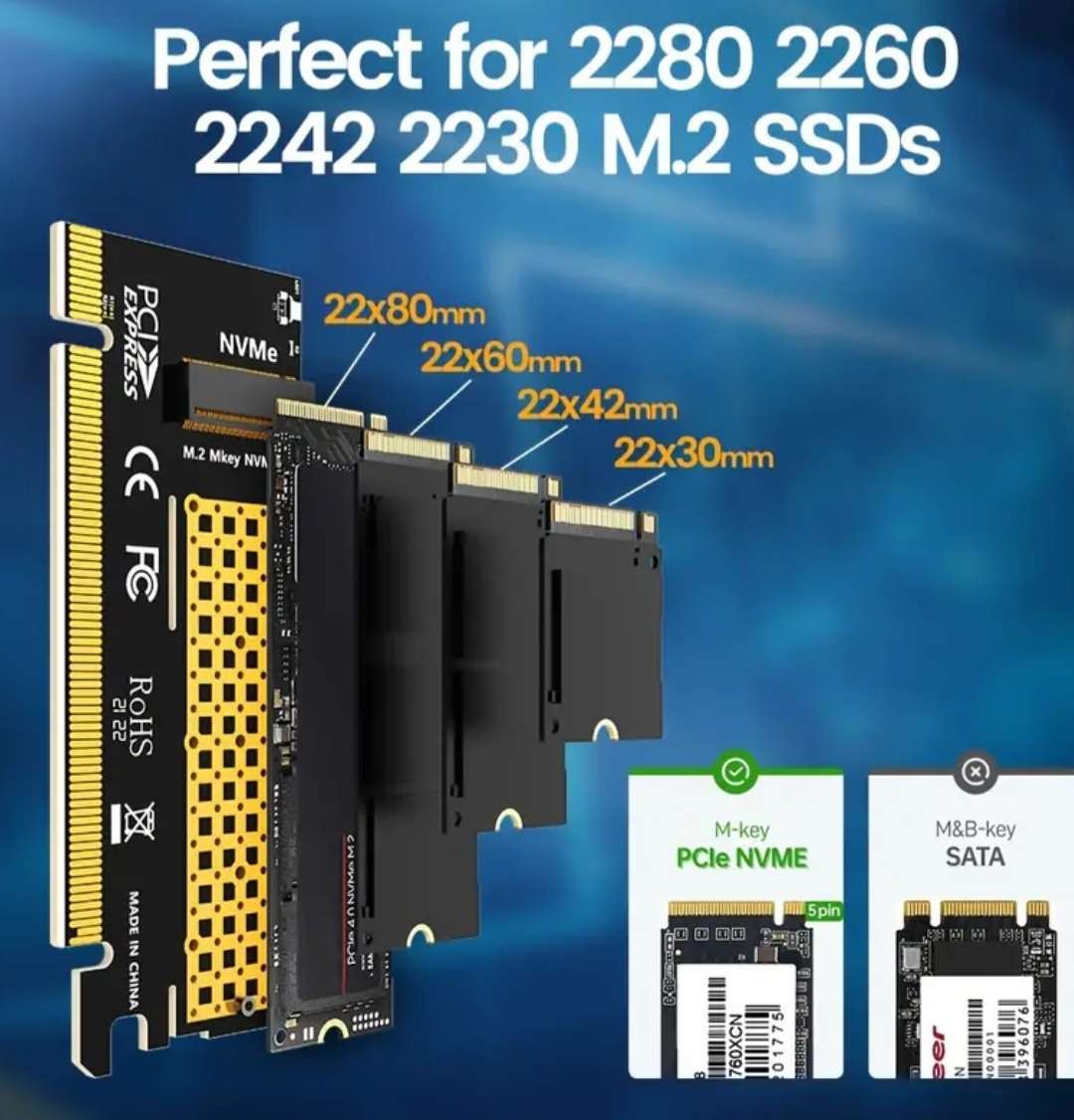 NVME to PCIe4 x16 adapter card