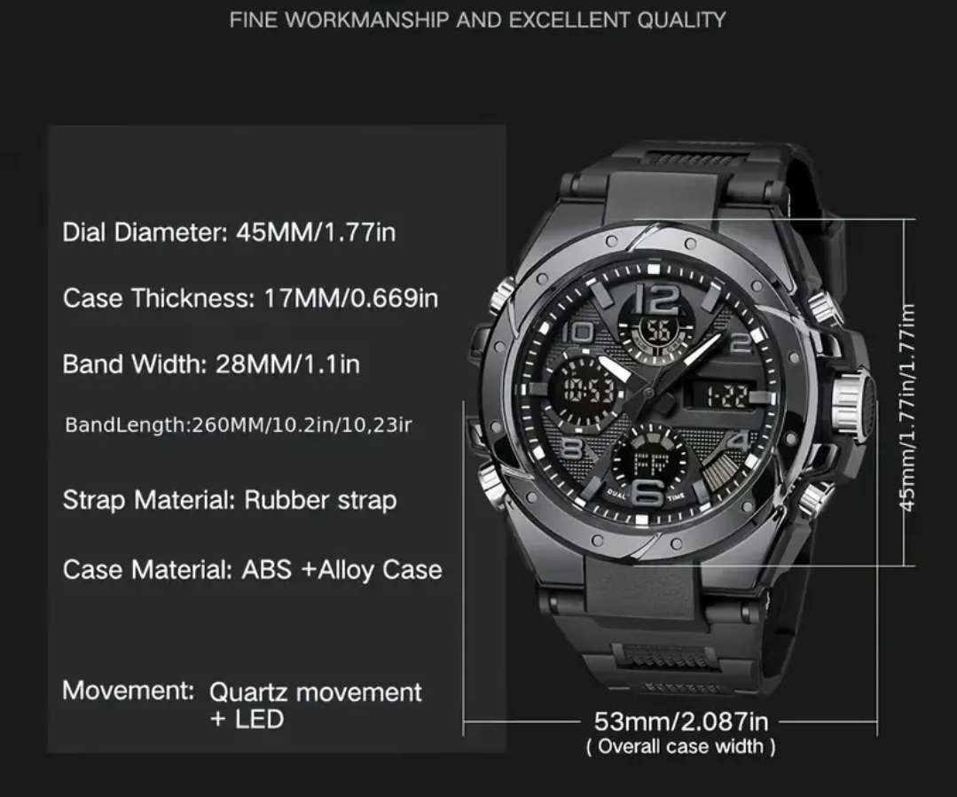 Rugged sports watch for men