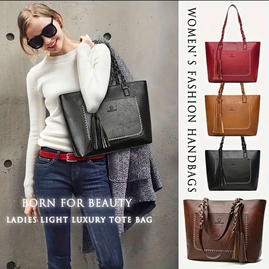 Womans stylish red tote bag
