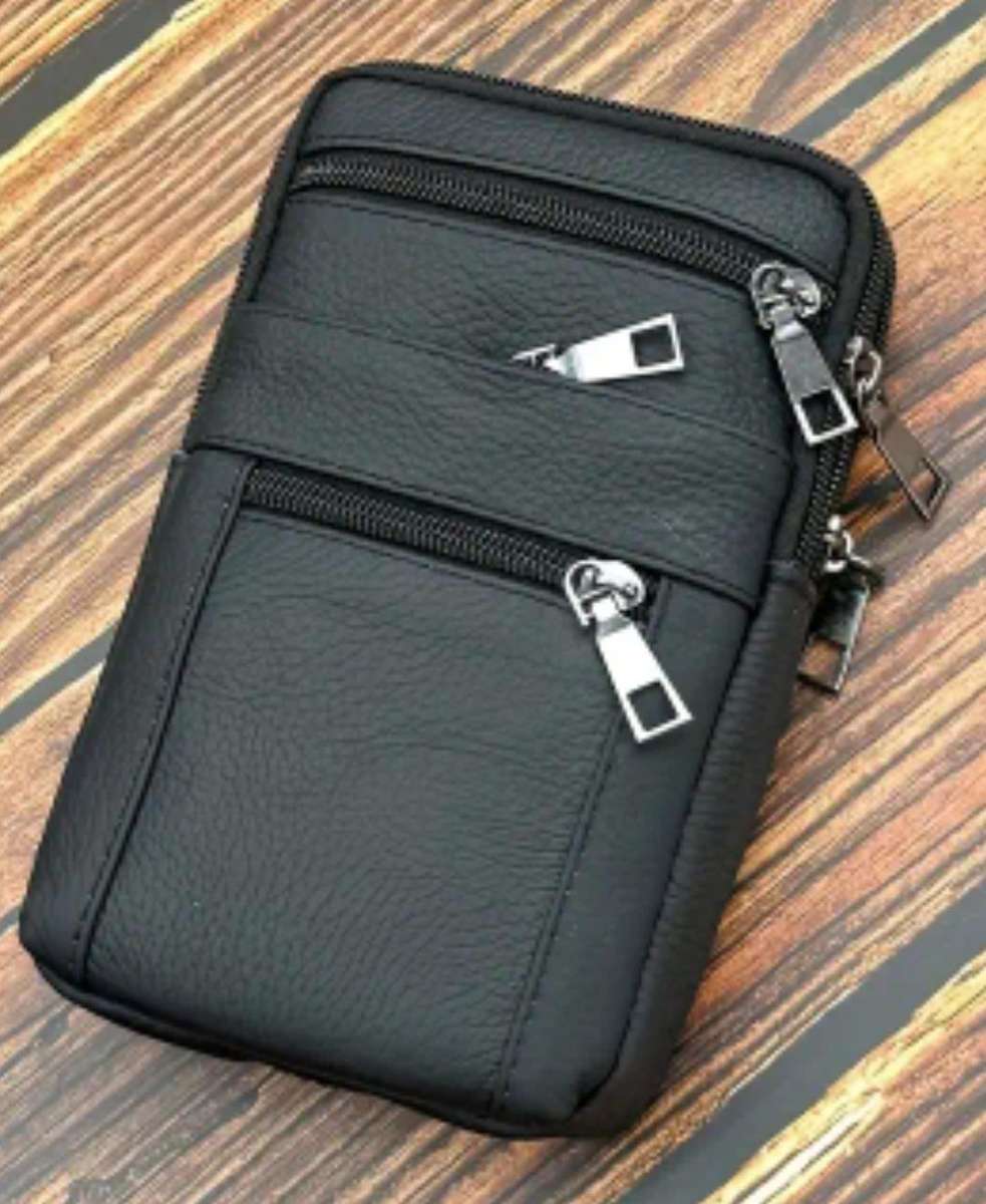 Genuine Leather cross body or shoulder bag - black