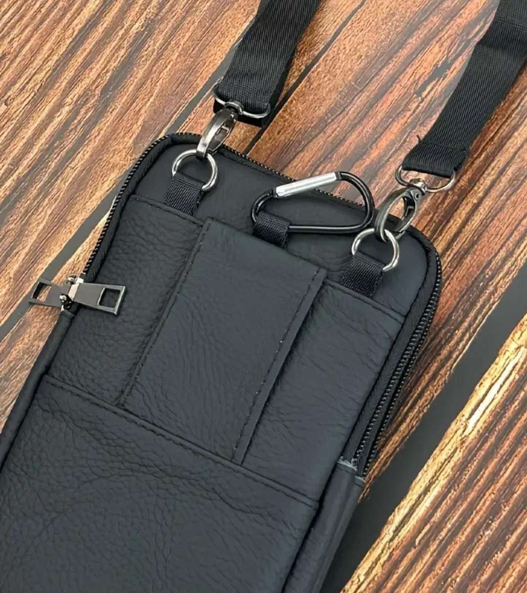 Genuine Leather cross body or shoulder bag - black