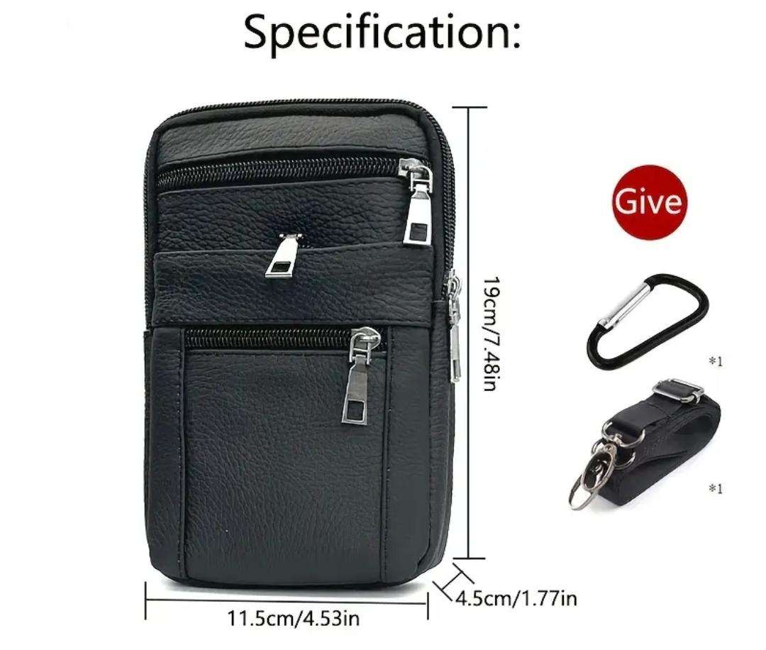 Genuine Leather cross body or shoulder bag - black