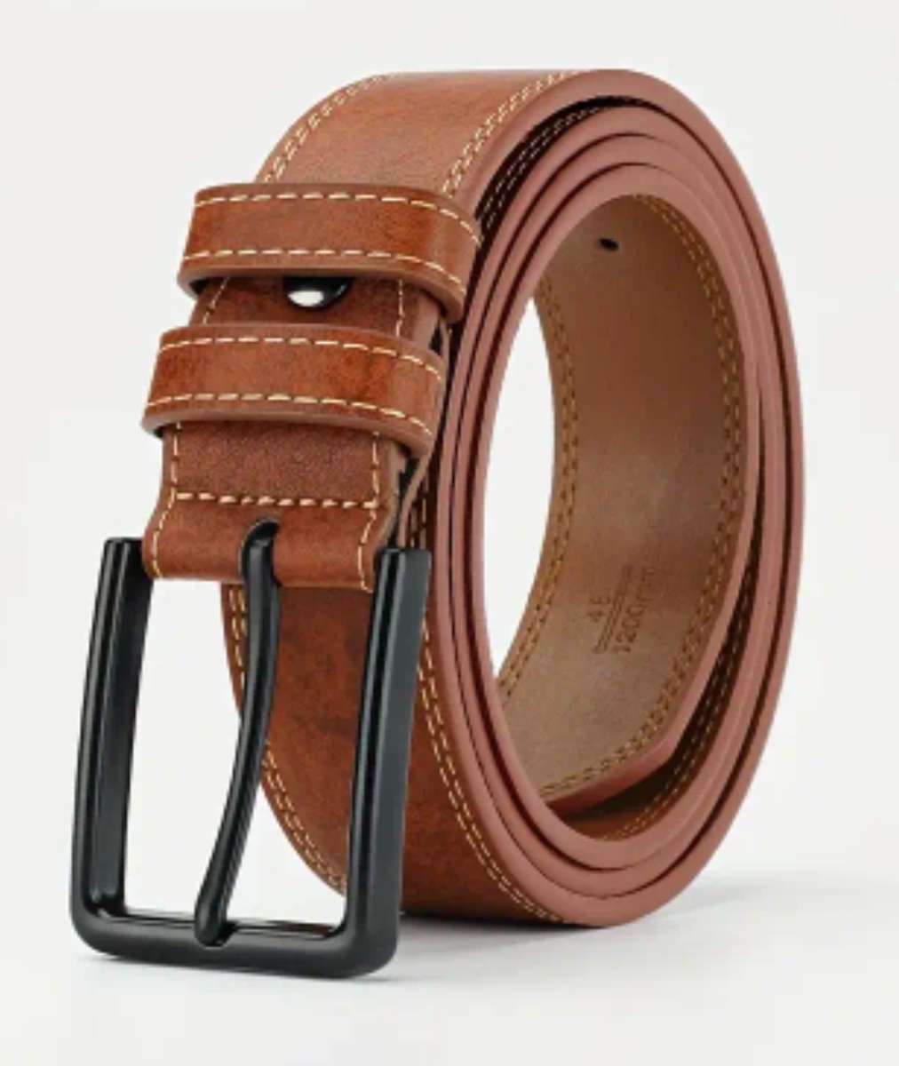 Light brown unisex genuine leather belt