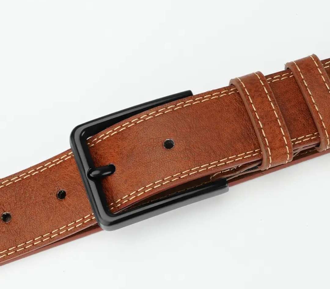 Light brown unisex genuine leather belt