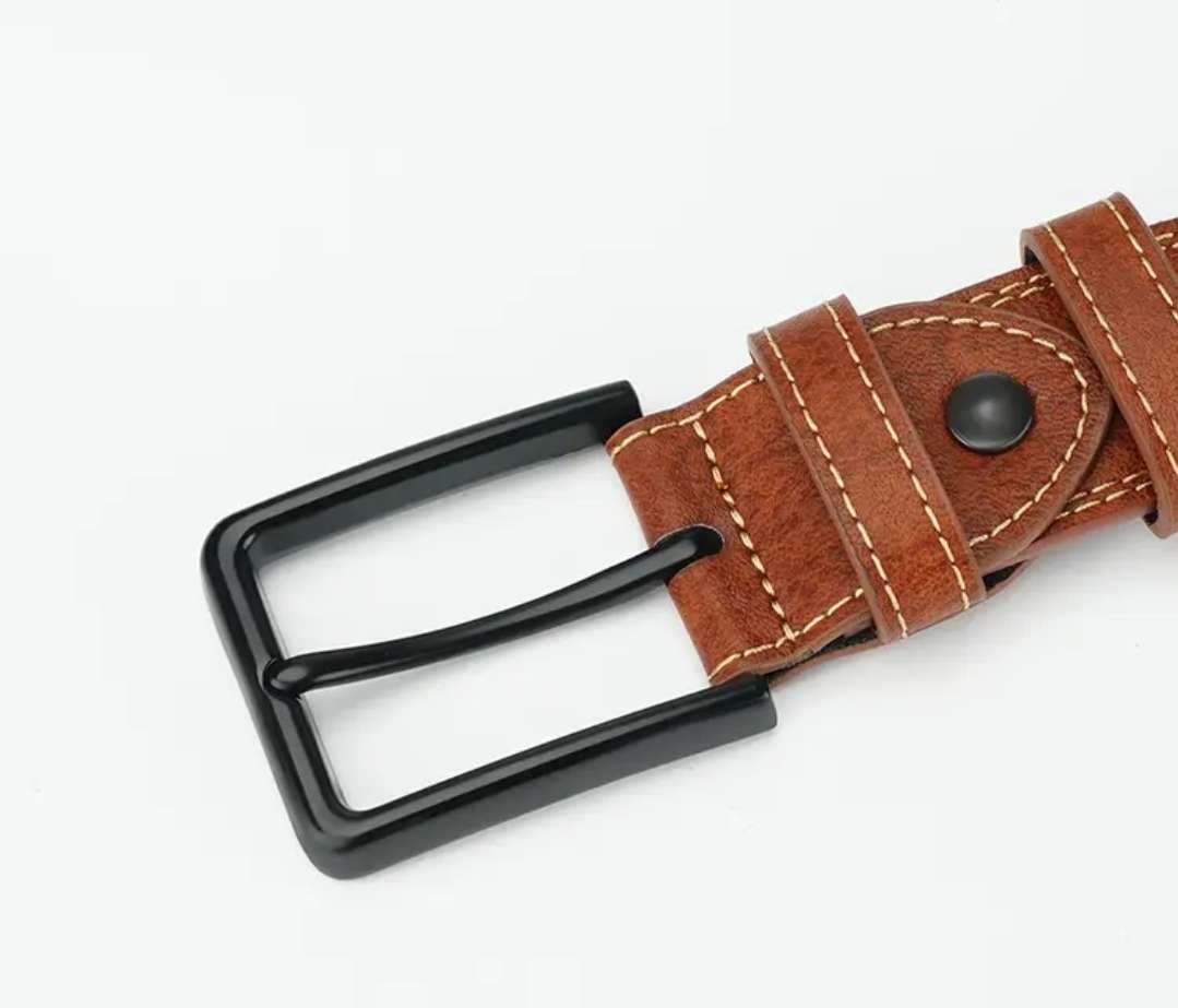 Light brown unisex genuine leather belt