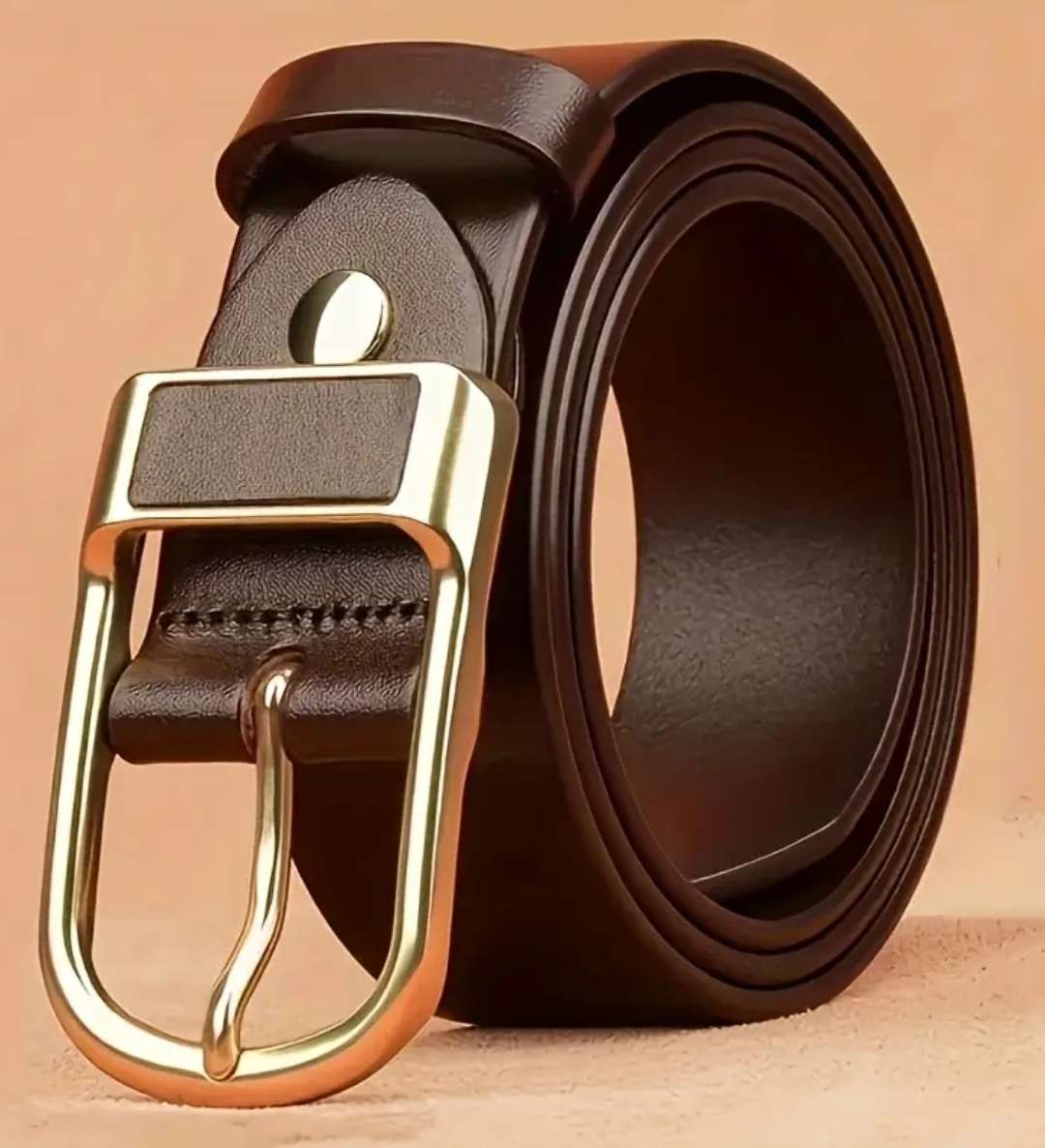 Modern coffee brown leather belt
