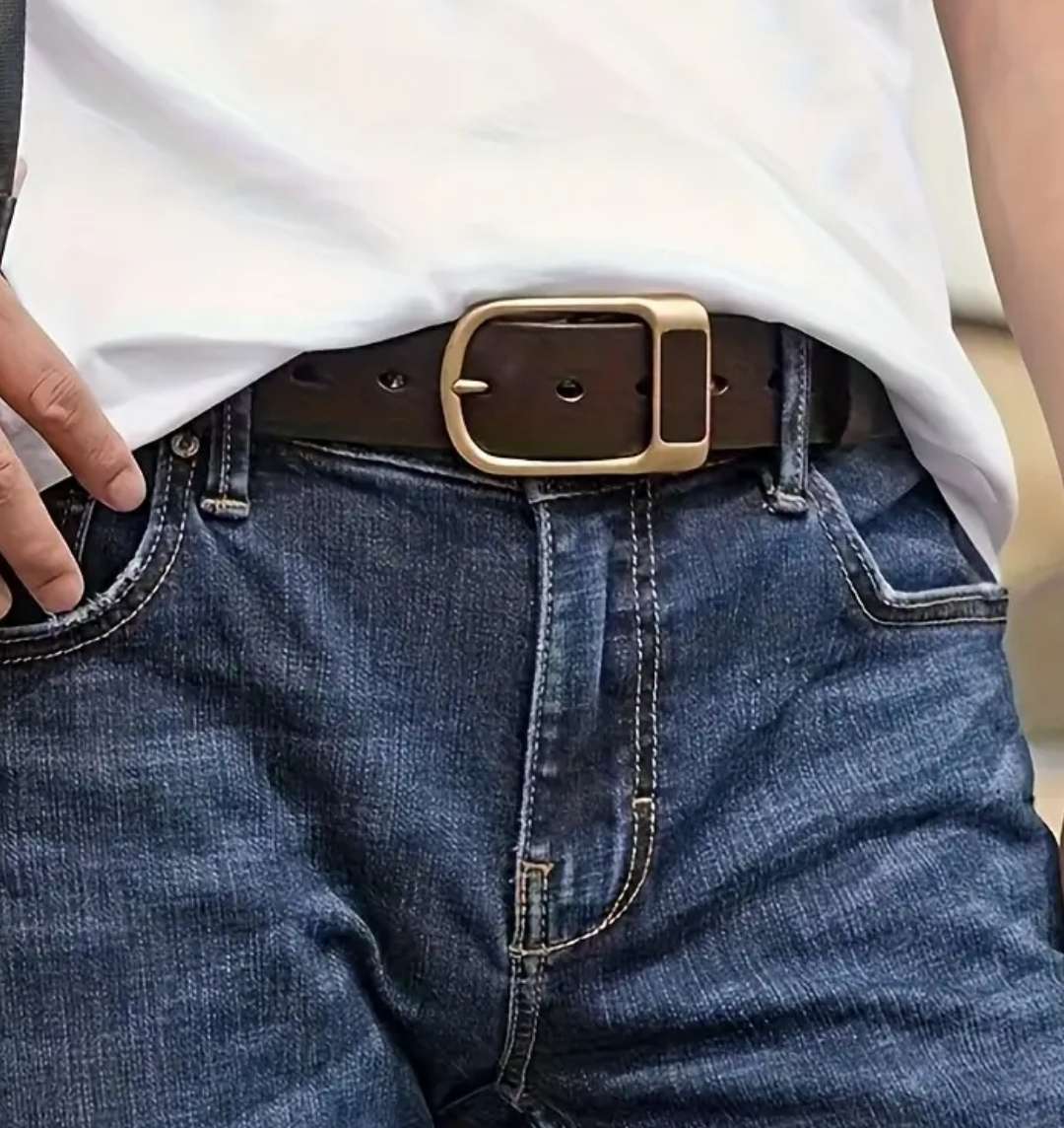 Modern coffee brown leather belt