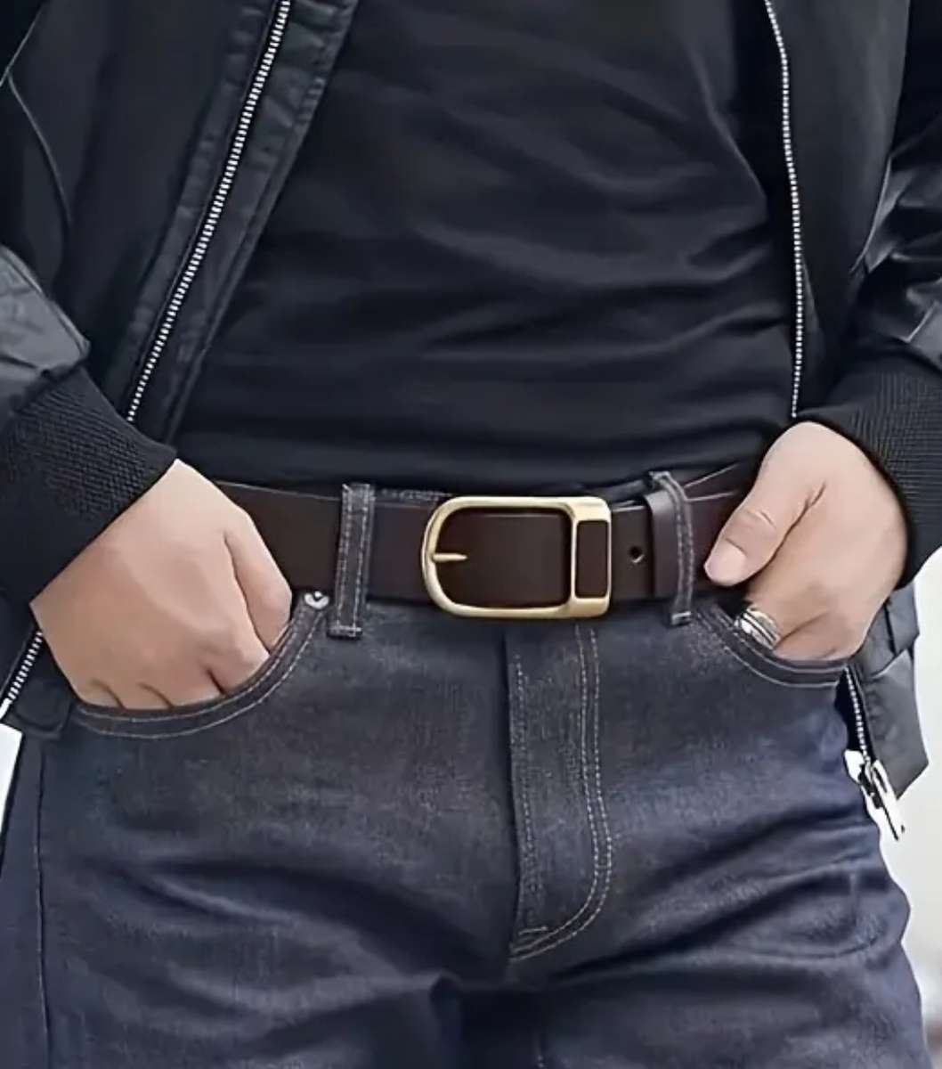 Modern coffee brown leather belt
