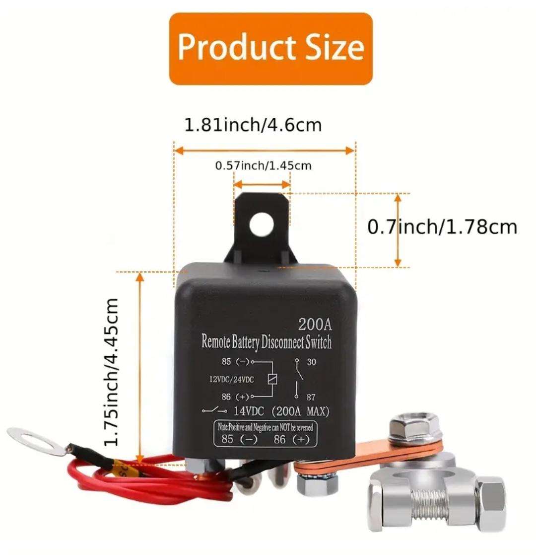 Remote control battery disconnect relay