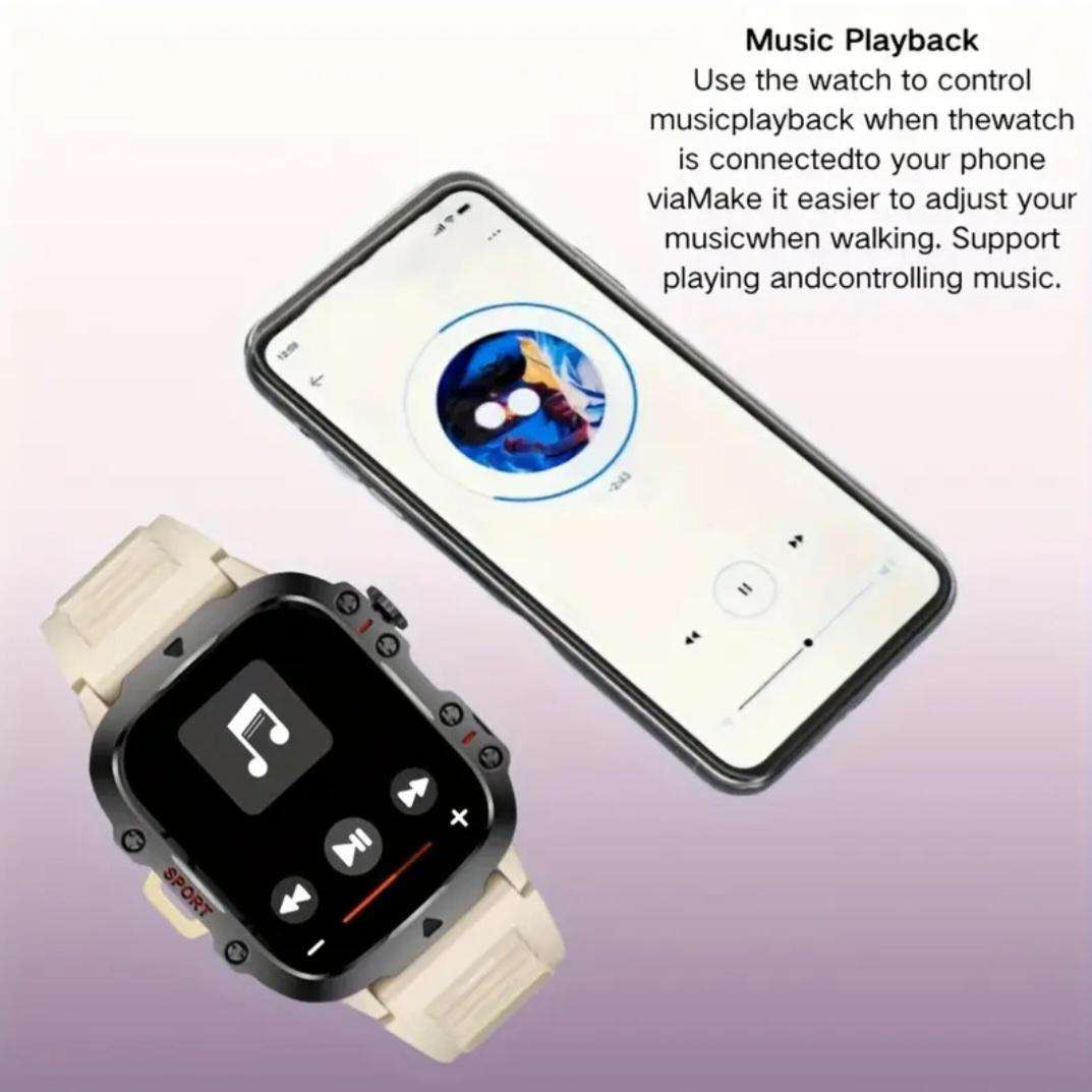 Unique Khaki smart watch with canvas strap