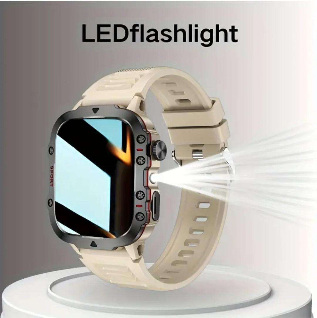 Unique Khaki smart watch with canvas strap