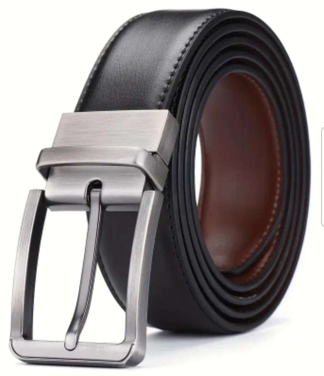 Men's double sided genuine leather belt