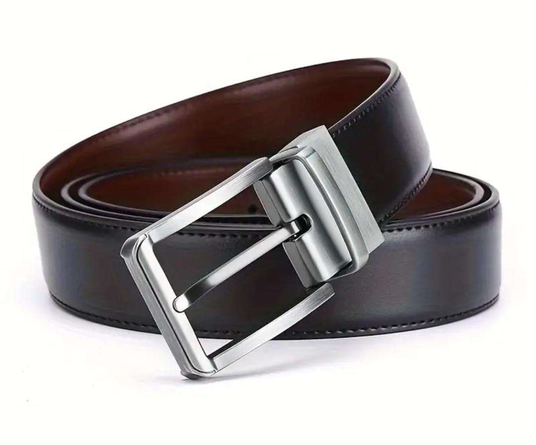 Men's double sided genuine leather belt