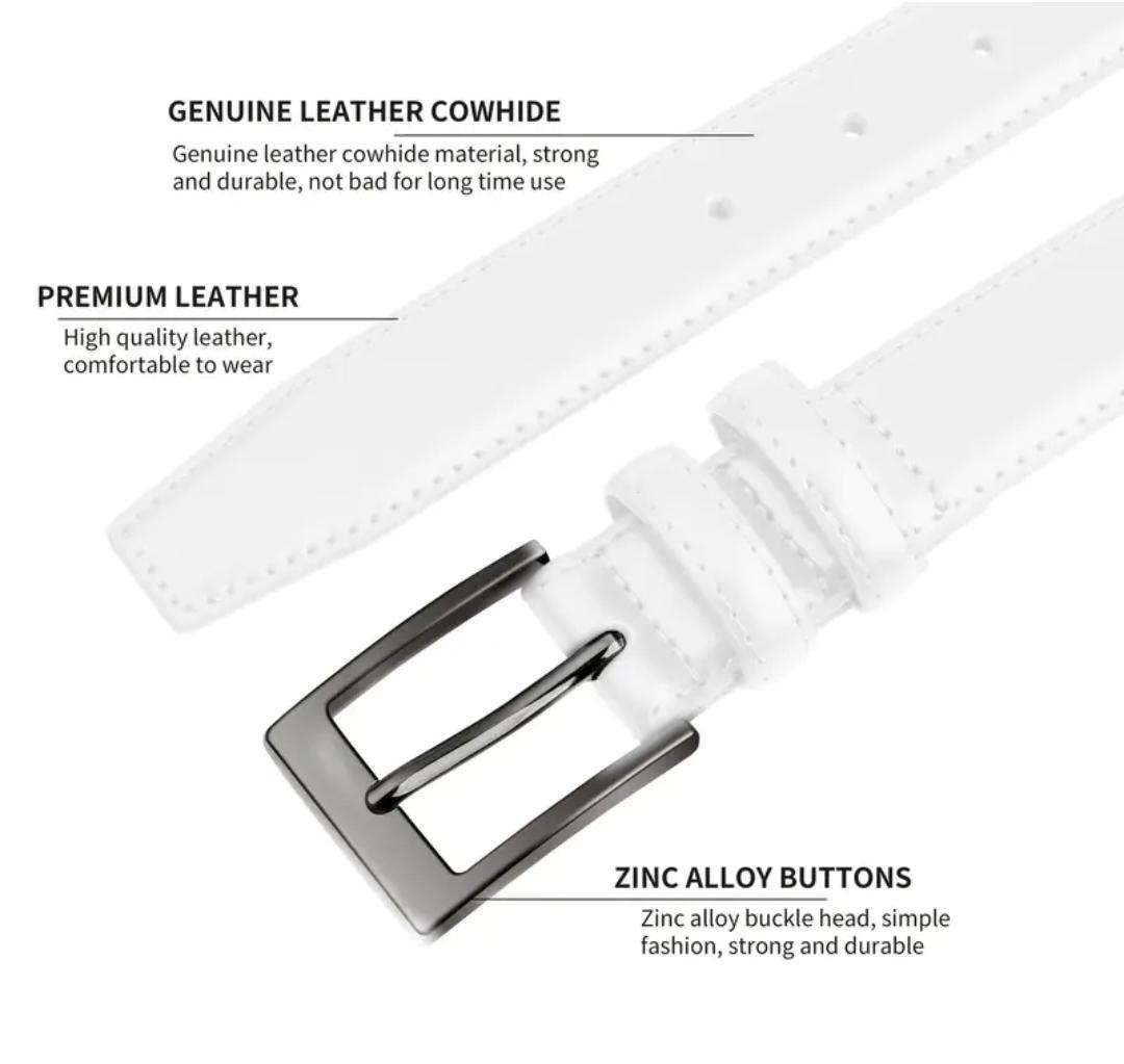 Unisex genuine leather belt - white